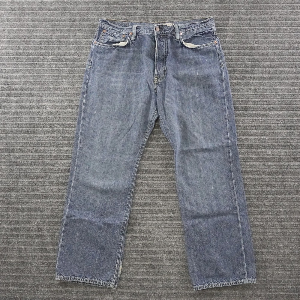 Polo Ralph Lauren Jeans Mens 36x30 Blue Distressed Straight Leg Denim